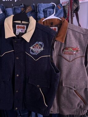 only the blue one is available Wrangler Navy & Brown Western Wool-Blend Vest